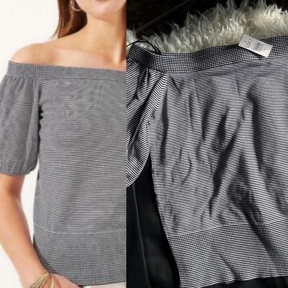 LOFT Off-Shoulder Striped Knit Top - NWT - Picture 1 of 4